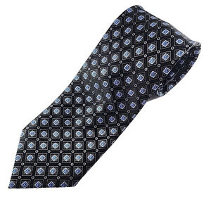 Collections by Tango Blue with Squares and Dots Silk Tie Necktie - Like New